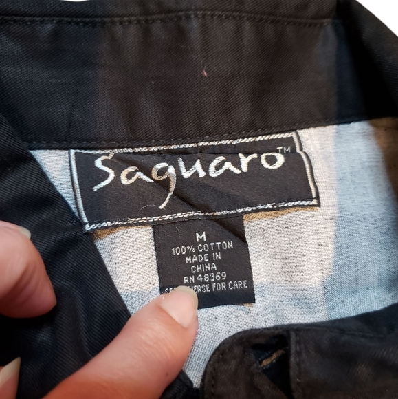 Saguaro Vintage Western Retro Rodeo Cowboy Cowgirl Button Down Shirt Medium - Picture 2 of 6